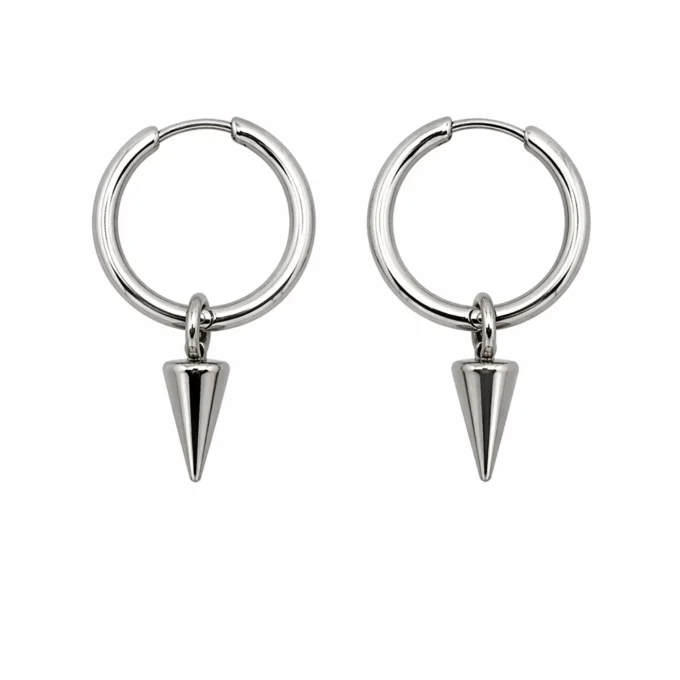 N8626a Boucle d’Oreille Gothique Homme – Créole Pendentif Pointe en Acier Inoxydable - Bijoux d'oreilles hommes en ligne Ninanina