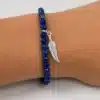 N4797 Bracelet Lapis Lazuli femme plume Argent 925 massif - Bijoux bracelets femmes en ligne Ninanina