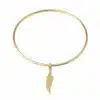 N8634 Jonc Plume or pour femme - Bracelet acier doré - Bijoux bracelets femmes en ligne Ninanina