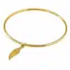 N8634b Jonc Plume or pour femme - Bracelet acier doré - Bijoux bracelets femmes en ligne Ninanina