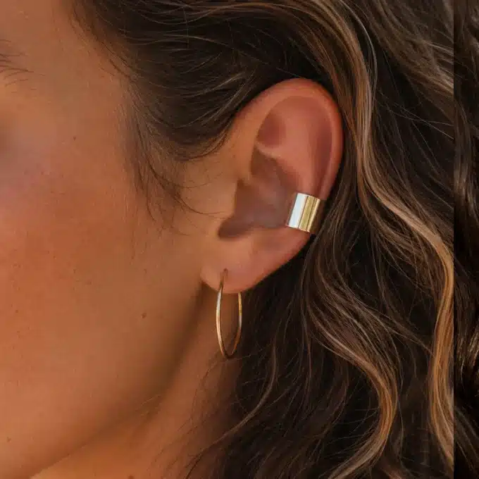 N8635 Ear Cuff Long pour oreilles non percées en Acier inoxydable argenté - Bijoux d'oreille en ligne Ninanina