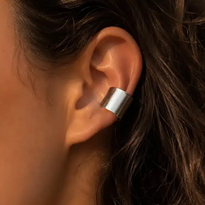 N8635d Ear Cuff Long pour oreilles non percées en Acier inoxydable argenté - Bijoux d'oreille en ligne Ninanina