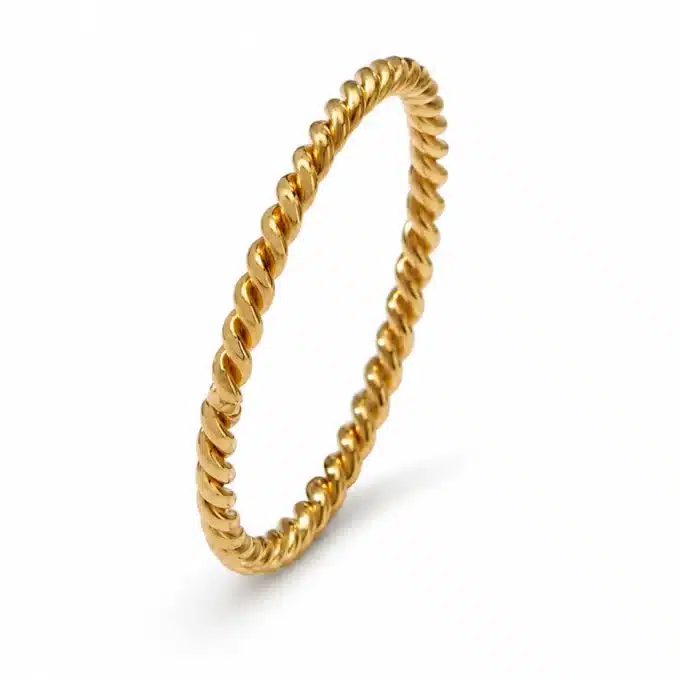 N8641 Bague De Phalange Femme dorée torsadée acier inoyxdable - Bijoux bagues femmes en ligne Ninanina