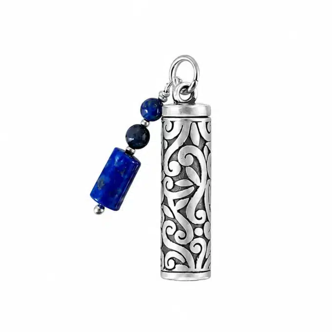 N8645 Pendentif cendres acier inoxydable pour collier funéraire lapis lazuli - Bijoux Colliers funéraires en ligne Ninanina