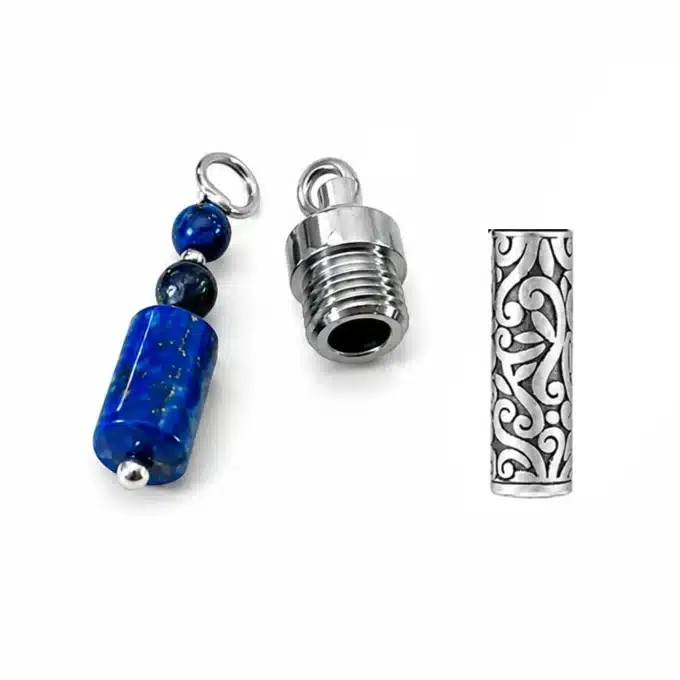 N8645a Pendentif cendres acier inoxydable pour collier funéraire lapis lazuli - Bijoux Colliers funéraires en ligne Ninanina