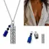 N8645c Pendentif cendres acier inoxydable pour collier funéraire lapis lazuli - Bijoux Colliers funéraires en ligne Ninanina