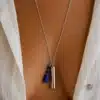 N8645e Pendentif cendres acier inoxydable pour collier funéraire lapis lazuli - Bijoux Colliers funéraires en ligne Ninanina