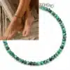 N8649d Bracelet de cheville femme pierre jaspe facettée bleu turquoise et argent - Bijoux de pieds femmes en ligne Ninanina