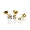 N8607 Trio boucles d'oreilles homme diamant zirconium – Clous argent 925 doré - Bijoux d'oreille en ligne Ninanina