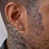 N8607a Trio boucles d'oreilles homme diamant zirconium – Clous argent 925 doré - Bijoux d'oreille en ligne Ninanina