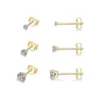 N8607b Trio boucles d'oreilles homme diamant zirconium – Clous argent 925 doré - Bijoux d'oreille en ligne Ninanina