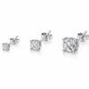 N8607d Trio boucles d'oreilles homme diamant zirconium – Clous argent 925 doré - Bijoux d'oreille en ligne Ninanina
