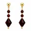 N8642c Boucles d'oreilles pendantes losange grenat plaqué or gold filled - Bijoux d'oreille femmes en ligne Ninanina