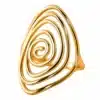 N8643a Bague Spirale Réglable Femme Acier Doré - Design Moderne - Bijoux bagues femmes en ligne Ninanina