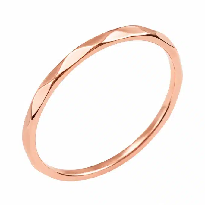 N8644B Bague Bout Doigt Femme - Anneau Facetté Acier Inoxydable rose - Bijoux bagues femmes en ligne Ninanina