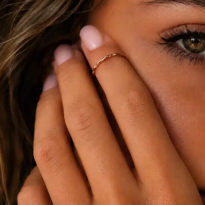 N8644D Bague Bout Doigt Femme - Anneau Facetté Acier Inoxydable rose - Bijoux bagues femmes en ligne Ninanina