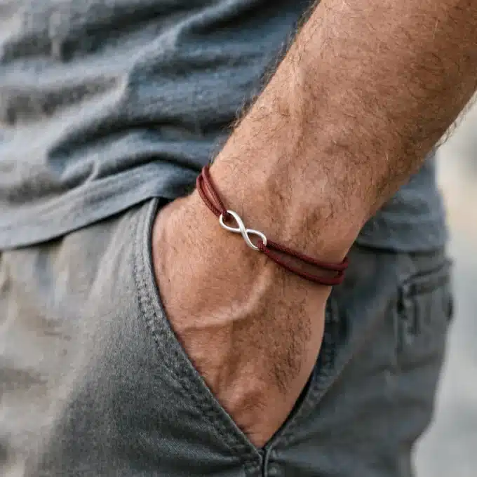 N8650c Bracelet Signe Infini Acier inoxydable cordon réglable mixte - Bijoux bracelets hommes en ligne Ninanina
