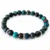 N8654c Bracelet Homme Bleu Pierre Jaspe Et Rondelles Acier Argenté - Bijoux bracelets hommes en ligne Ninanina