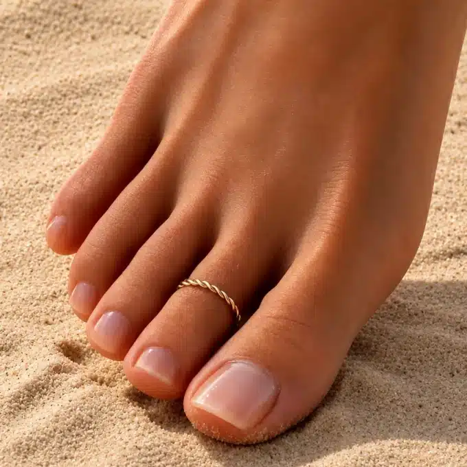 N8655 Bague Torsadée Or pour Orteil – Anneau Acier Inoxydable Doré - Bijoux de pieds en ligne Ninanina