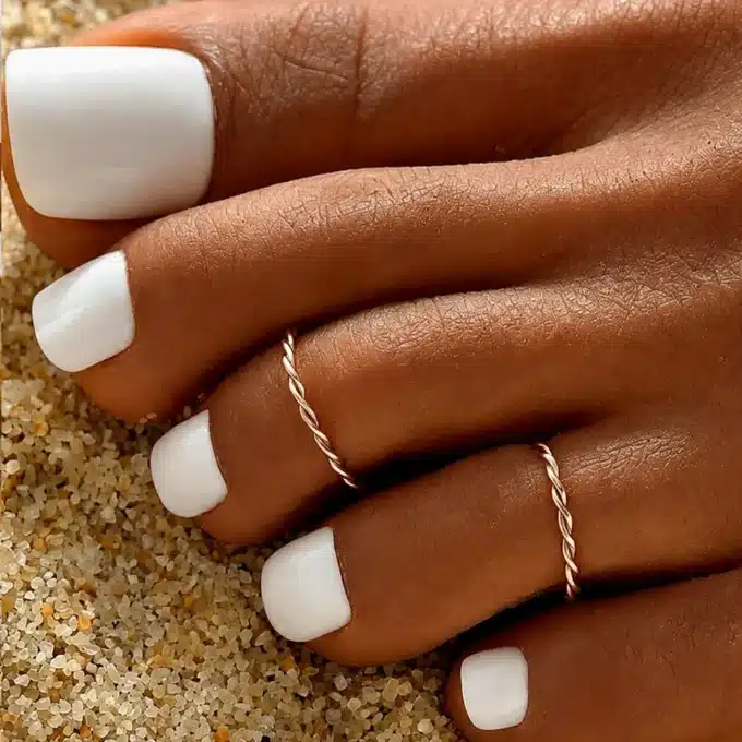 N8655b Bague Torsadée Or pour Orteil – Anneau Acier Inoxydable Doré - Bijoux de pieds en ligne Ninanina