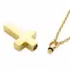 N8657a Pendentif urne funéraire Acier Doré en Forme de Croix - Collier femme - Bijoux colliers funéraires en ligne Ninanina