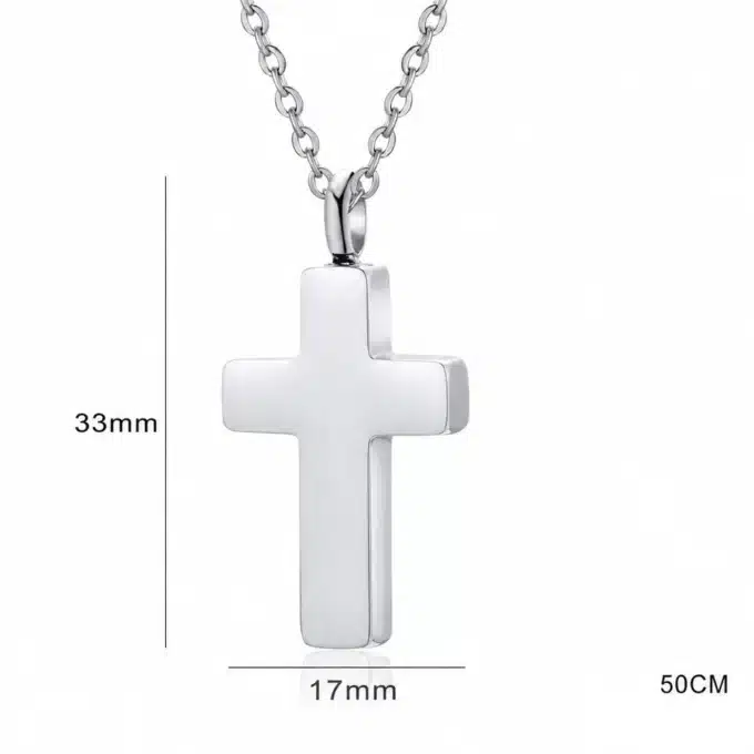 N8657c Pendentif urne funéraire Acier Doré en Forme de Croix - Collier femme - Bijoux colliers funéraires en ligne Ninanina