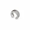 N8660 Manchette d'Oreille Large Acier Inoxydable Argenté – Ear Cuff Femme Pavé de Strass - Bijoux d'oreilles en ligne Ninanina