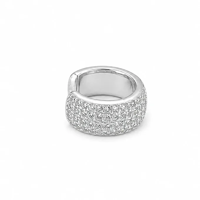 N8660b Manchette d'Oreille Large Acier Inoxydable Argenté – Ear Cuff Femme Pavé de Strass - Bijoux d'oreilles en ligne Ninanina