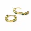 N8661 Boucles D Oreilles Pierre Verte - Créoles Zirconium Et Laiton Doré - Bijoux d'oreilles femmes en ligne Ninanina