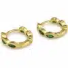 N8661a Boucles D Oreilles Pierre Verte - Créoles Zirconium Et Laiton Doré - Bijoux d'oreilles femmes en ligne Ninanina