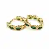 N8661b Boucles D Oreilles Pierre Verte - Créoles Zirconium Et Laiton Doré - Bijoux d'oreilles femmes en ligne Ninanina