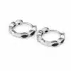 N8662a Creoles Noires Femme - Boucles d'Oreilles Zirconium Et Laiton Argenté - Bijoux d'oreille femmes en ligne Ninanina