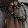 N8663A Chaine grain de café homme - Collier Acier noir gros maillons - Bijoux Colliers hommes en ligne Ninanina