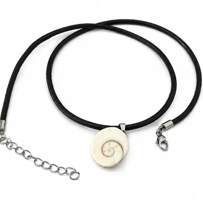 N8666a Pendentif oeil de sainte lucie - Collier homme cordon cuir - Bijoux colliers hommes en ligne Ninanina