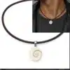 N8666c Pendentif oeil de sainte lucie - Collier homme cordon cuir - Bijoux colliers hommes en ligne Ninanina
