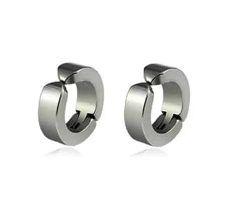 N8670 Créoles clips pour oreilles non percées acier inoxydable homme - Bijoux boucles d'oreille hommes en ligne Ninanina